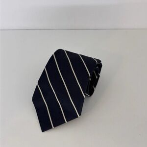 Vintage Polo Ralph Lauren Tie Blue Striped Regimental Repp Hand Made in Italy